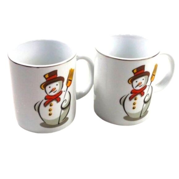 Jerren Kirsty Whimsical Snowman Frosty Design Christmas Festive Coffee Mugs (2) - Picture 1 of 9